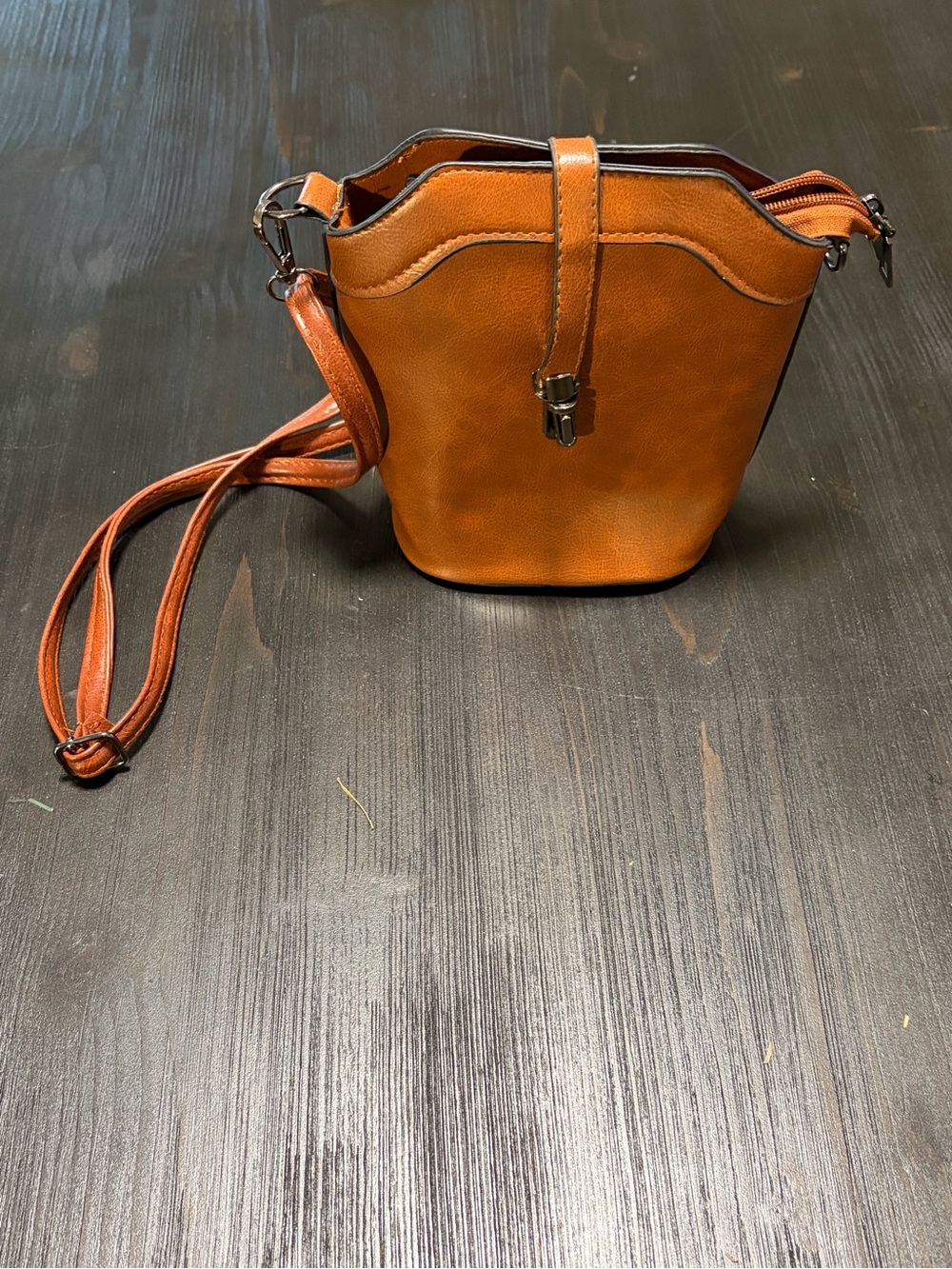Light Brown Leather crossbody Purse - Picture 2 of 9